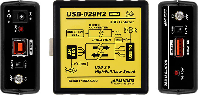 USB-029H2] High Speed(480Mbps)対応 USBアイソレータ・ 工業仕様（USB 