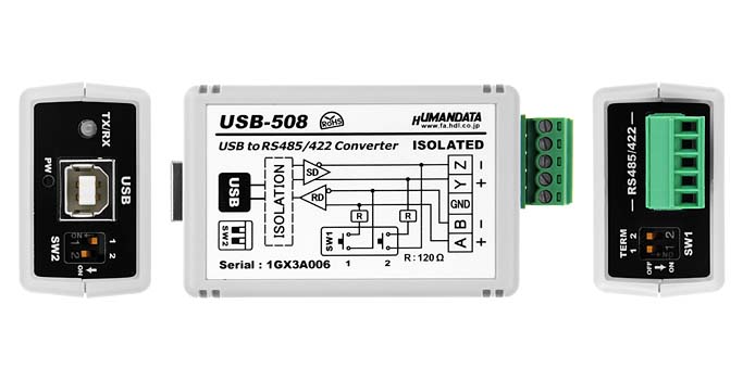 USB-508] USB RS485/422 絶縁型変換器（4線・高速タイプ） HuMANDATA LTD.(ヒューマンデータ) USB -508（4線/高速）